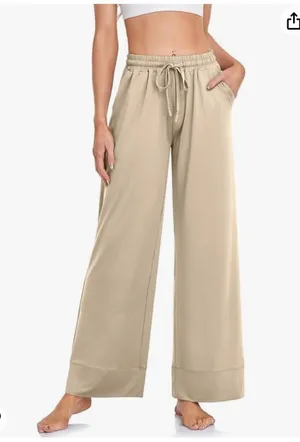 Tarse Wide Leg Palazzo High Waist Casual Sweatpants With Pocakets Yoga Pants New thumbnail 1