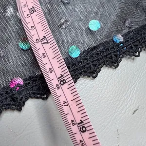 SheIn Black Mesh Boxy Sequin Top Sheer Evening Size 0XL thumbnail 6