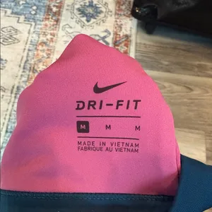 Nike Pink and Navy Sports Bra size Medium retro style thumbnail 5
