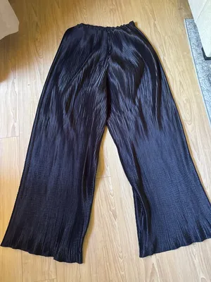 Wide Leg Pleated Pants in Black thumbnail 4