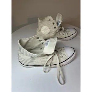 Women's Converse Size 8 Chuck Taylor All Star Hi Snake Skin Woven White Waffle‎ thumbnail 5