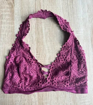 Aeropostale Lace Halter Bralette in Berry thumbnail 1