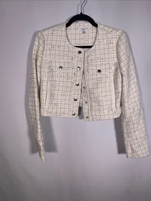 Toccin X Rtr. Off White Tweed Jacket Cropped Medium Gold thumbnail 2