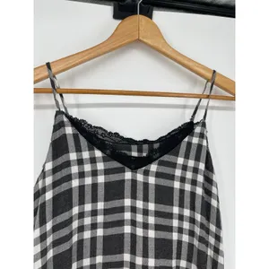Zara Black White Gingham Lace Slit Shark-bite‎ Hem Size S Y2K Grunge Boho Punk thumbnail 4
