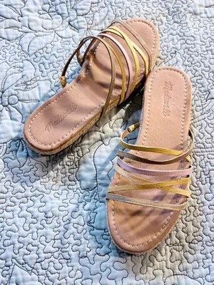 MADEWELL Kathryn Colorful Strappy Leather Espadrille Slide Sandals Pastel~7.5💛 thumbnail 1
