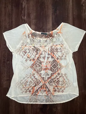 Vintage Y2K Fang Lace Sheer Geometric Blouse thumbnail 1