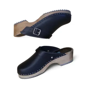 MIA Sweden Alma Clog Wooden Leather Buckle Strap Black Boho Comfort Sz 37 EU thumbnail 4