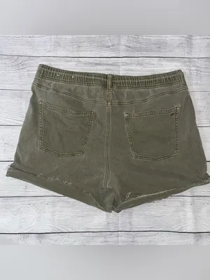 American Eagle Outfitters Olive Drawstring High-Rise Casual Shorts thumbnail 4