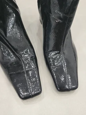 New! Zara Black Patent Square-Toe Ankle Booties 38/ 7.5 US. thumbnail 4
