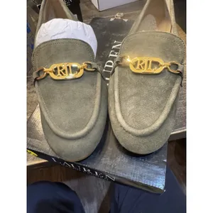 Lauren Ralph Lauren Averi Suede Slip On Loafers Size 5 Classic‎ Olive Monogram thumbnail 10