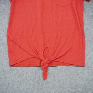 J. Crew Women's Size Small Coral Cotton Tee Shirt Tie Knot Front Casual Soft thumbnail 3