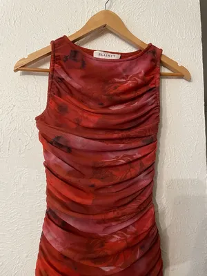 Elliatt Elise Red Ruched Mermaid Maxi Dress Size XS thumbnail 5