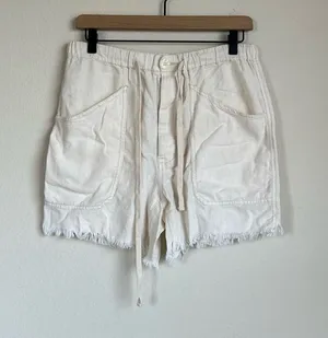 Free People Linen Rayon Raw Hem Beach Shorts thumbnail 1