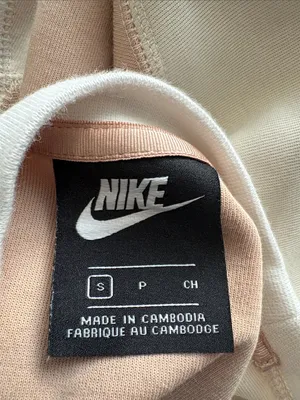 Nike Small Cream and Rose Gold Colorblock Crewneck Crop Sweatshirt thumbnail 3