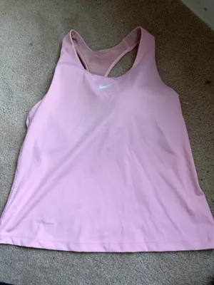 Nike Light Pink racer back athletic tank top with built in bra and pads thumbnail 1