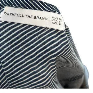 Faithfull the Brand Vinci Tie-Front Dress Cut Out Striped‎ Navy Blue Size US 6 thumbnail 13