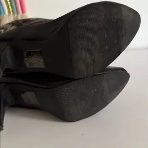 Ellie Black Embroidered Heeled Boots EUC thumbnail 5