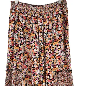 Maaji Wide Leg Pants Calico Floral Print Viscose Orange‎ Black Size Medium thumbnail 2