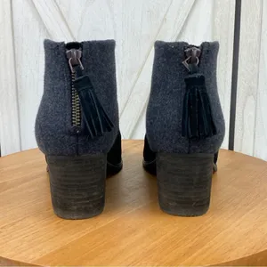Toms Leila Bootie Ankle Boot Wool Suede Colorblock Gray‎ Black 7.5 thumbnail 6