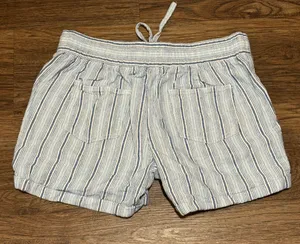 Per Se Linen Blend White and Blue Cargo Shorts Relaxed Fit Size Medium thumbnail 12