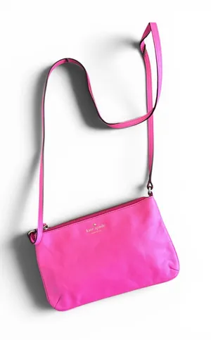 kate spade Hot Pink Leather Crossbody with Gold Logo thumbnail 1