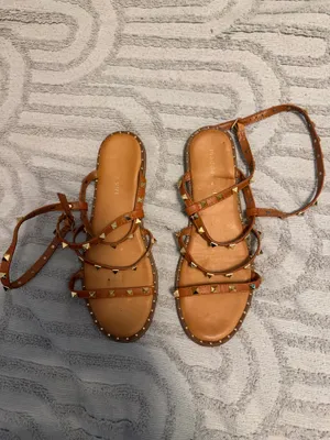 Madden Girl Heist Cognac Paris Strappy Sandals with Gold Pyramid Studs, Sz 10 thumbnail 2