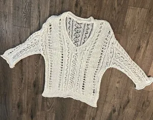 Pol Women’s Crochet Top Large‎ Cover Up Oversized Flawed thumbnail 1