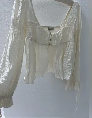 peasant top white cream size medium thumbnail 2
