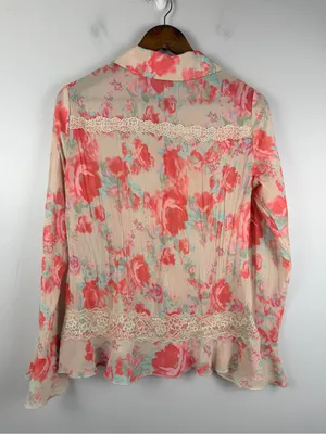 FREE PEOPLE Bad At Love Printed Blouse / Ivory Combo SMALL Floral Cottagecore thumbnail 7