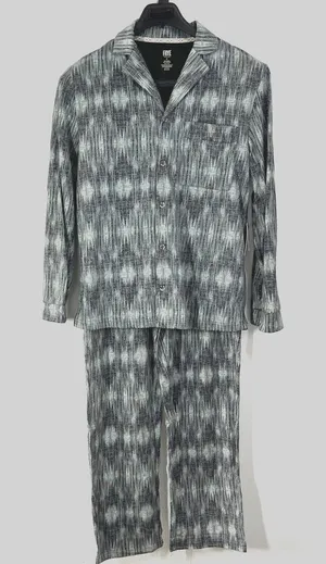 FRYE‎ Premium Sleepwear Mens Large Flannel Print Notched Set Gray Cotton Blend thumbnail 1