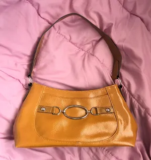 2000s Y2K Mcbling Preppy Romantic Grunge Whimsi Shoulder Hand Bag Purse Patent Leather Silver O-ring Yellowish Orange #subversive #coquette #fairy #streetwear #90s Measurement in pics Great condition thumbnail 1