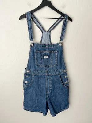 Levi’s premium vintage inspired overalls shorts medium wash medium thumbnail 3