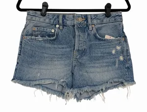 NWT Button Fly Distressed Women's Denim Jean Shorts The Free People 25 Festival thumbnail 1
