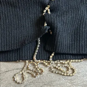 Bershka Black Crop Tank Top with Tie Front thumbnail 4