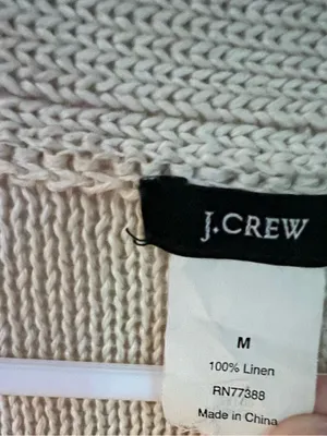 J. Crew Linen Cardigan Sweater Medium Open Front with Pockets thumbnail 3
