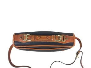 VTG Dooney & Bourke AWL Navy British Tan Pebbled Leather Messenger Top Handle thumbnail 4