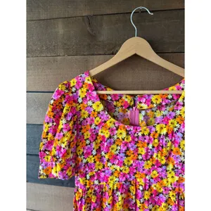 Vintage 70s Handmade Floral Puff Sleeve Maxi Dress Empire Waist Cottagecore thumbnail 14