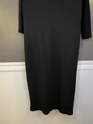 Zara Shirt Dress Womens Large Black Ruched Button Front Collared Knit Midi thumbnail 8