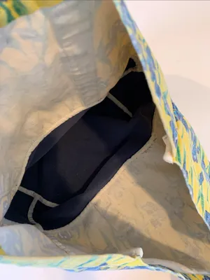 Large Yellow & Blue Floral Irises Lightweight and Sturdy Cotton Canvas Tote Bag thumbnail 6