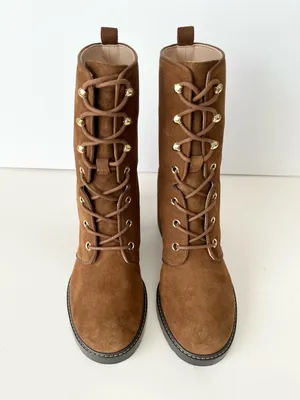 Stuart Weitzman suede lace up heeled boots camel 8.5 fall boots thumbnail 7