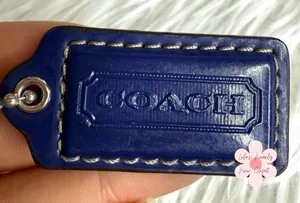 1.5" COACH Patent Leather Blue Fob Bag Charm Hang tag Hangtag thumbnail 1