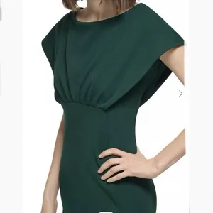 Calvin Klein Green Short Sleeve Stretch Crepe Sheath Dress Office Wedding 6 thumbnail 5