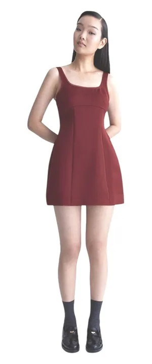 H&M Divided Mini‎ Dress Sleeveless Square Neck Maroon L NEW thumbnail 1