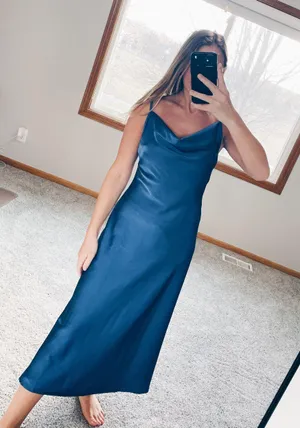 Blue Silky Dress thumbnail 3