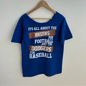 UCLA & Dodgers Blue off the shoulder T-Shirt thumbnail 7