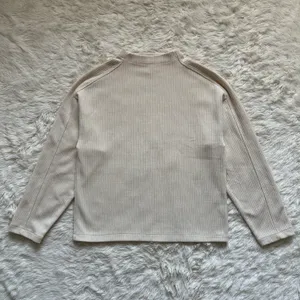 Madewell Top Striped Jacquard Funnelneck Long Sleeve Cream XS thumbnail 5