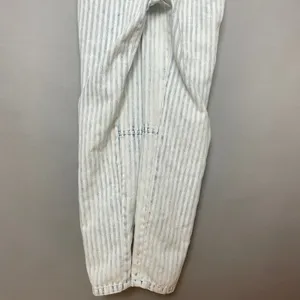 Faherty Overalls Topsail Railroad Stripe Faded Light‎ Wash Blue White Women XS thumbnail 8