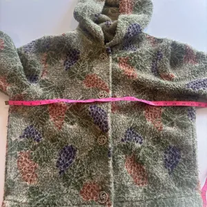 DUFFEL Made in‎ America Long Sleeve Hooded Button Up Grape Print Sweater Small thumbnail 3