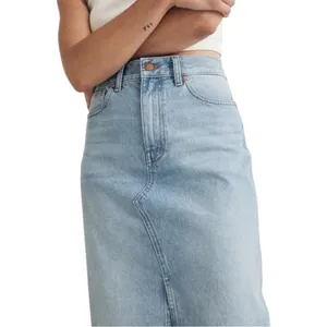 Madewell Denim Midi Jean Skirt Front Slit‎ Light Wash Size 26 thumbnail 4