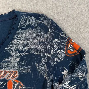 Auburn Tigers Y2k Graphic Blouse Women Large Embellished Ruffle V-Neck 3/4 Sleev thumbnail 6
